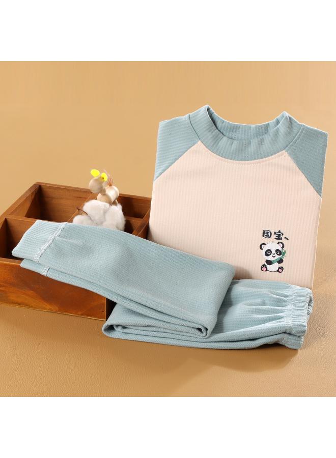 New Children's Warm Velvet Suit Boys Girls Baby Homewear Pajamas Middle And Big Children's Autumn Clothes Long Pants Children's Clothing 
