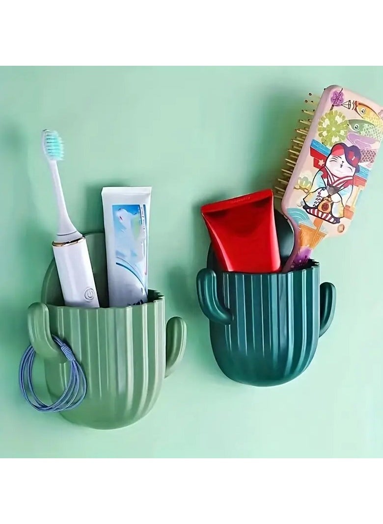 ORiTi Cosmetics Storage Container, Toothbrush Storage Rack, Wall Mounted Drain Hole Free Bathroom Sink, Comb, Toothpaste Container Storage Container  - Image 2