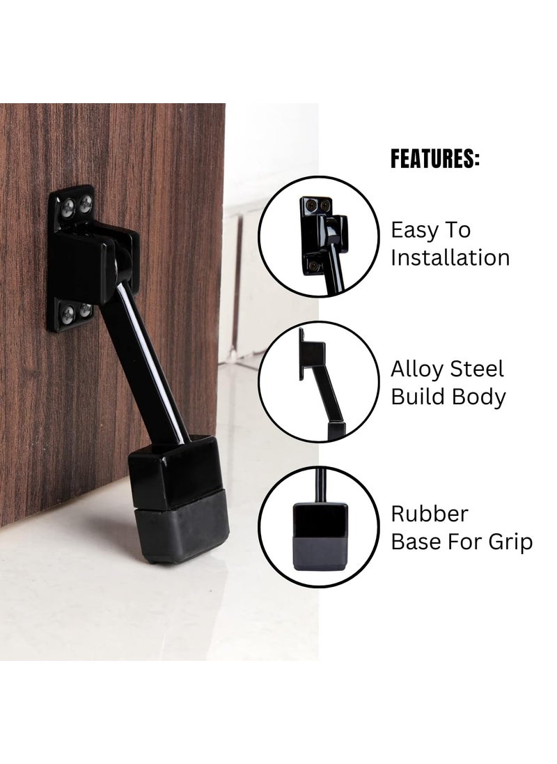 Generic 5 inch Gate Stopper for The Door with Rubber Grip Long Door Stopper for Home Window Stopper Door Stopper to Stop for All Door Gap Filler Rubber Door Protector for Home Set 3 Black 2  - Image 3