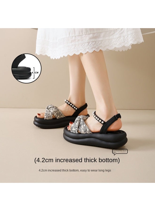 St&Sat Saturday Sandals Women's Summer New Bow One-strap Sandals Platform Sports Beach Shoes For Outdoor Wear - Image 3
