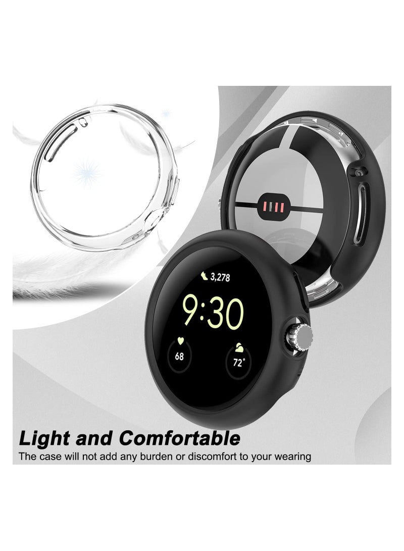 4 Pack Anti-Scratch Shockproof Case for Google Pixel Watch Thin PC Screen Protector - Image 3