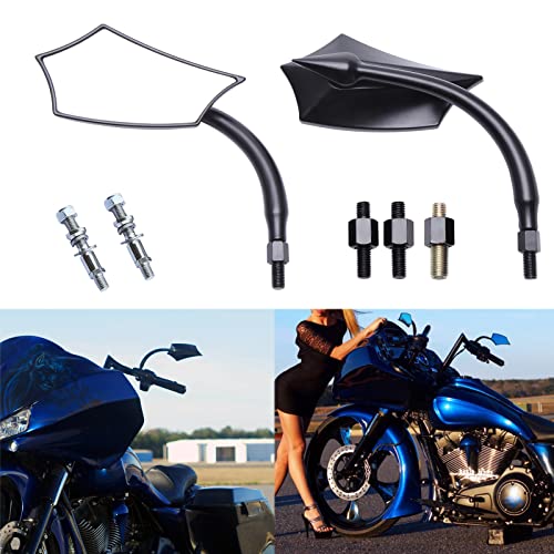 JMTBNO Black 8mm Motorcycle Rear View Mirrors Fits For Road King Street Glide Softail Electra Glide Road Glide Dyna Softail 1982-2018 2019 2020 - Image 1