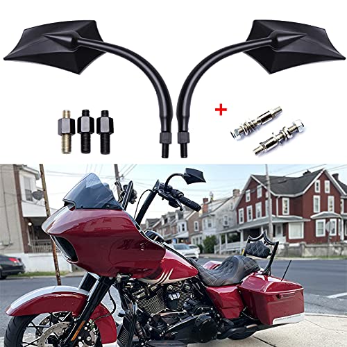 JMTBNO Black 8mm Motorcycle Rear View Mirrors Fits For Road King Street Glide Softail Electra Glide Road Glide Dyna Softail 1982-2018 2019 2020 - Image 3