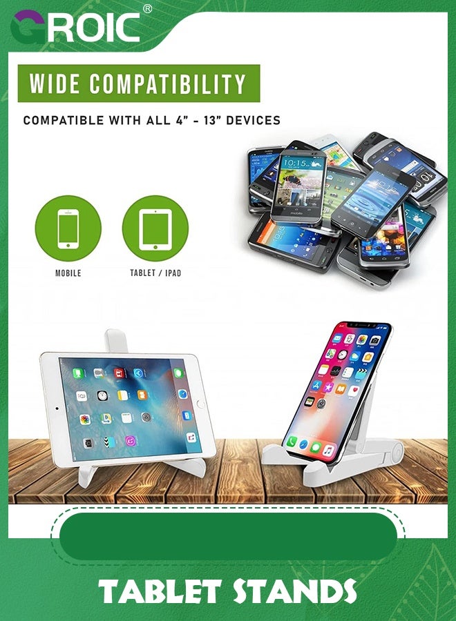 GROIC White Universal Tablet Stand Holder, Adjustable Portable Foldable Multi-Angle Non-Slip Phone Holder Light-Weight, Compatible with 7 to 10.2 Inches Most Tablets, Kindle Fire and Smart Phones - Image 2