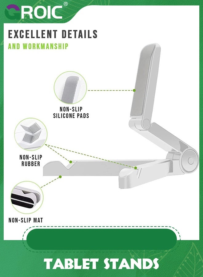 GROIC White Universal Tablet Stand Holder, Adjustable Portable Foldable Multi-Angle Non-Slip Phone Holder Light-Weight, Compatible with 7 to 10.2 Inches Most Tablets, Kindle Fire and Smart Phones - Image 3