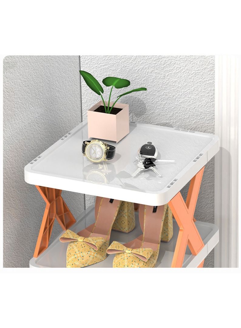 DubaiGallery باب رف الأحذية البلاستيكي البسيط متعدد الطبقات لخزانة الأحذية في الحمام يمكن تركيبه فوق طبقة الأحذية الموفرة للمساحة - Image 2