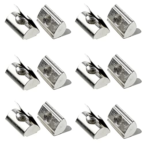 LUORNG 12pcs Roll in Spring M6 T Nuts with Spring Sheet for 8mm Slot Aluminum Profile, 3030/4040 Series Universal - Image 1