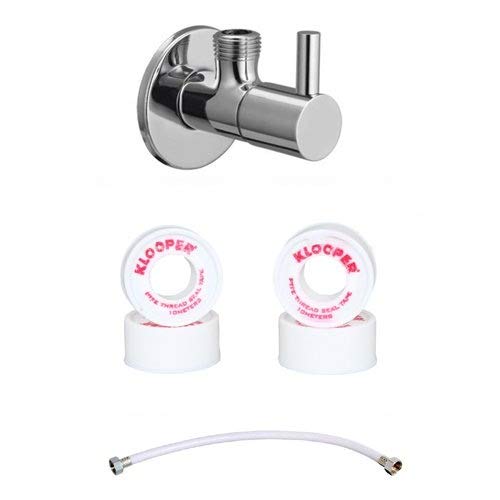 SHRUTI Brass Angle CockAngle ValveStop Cock withSS Wall Flange Free PVC Water Joint Connection and Teflon Tap 197010311376 - Image 1