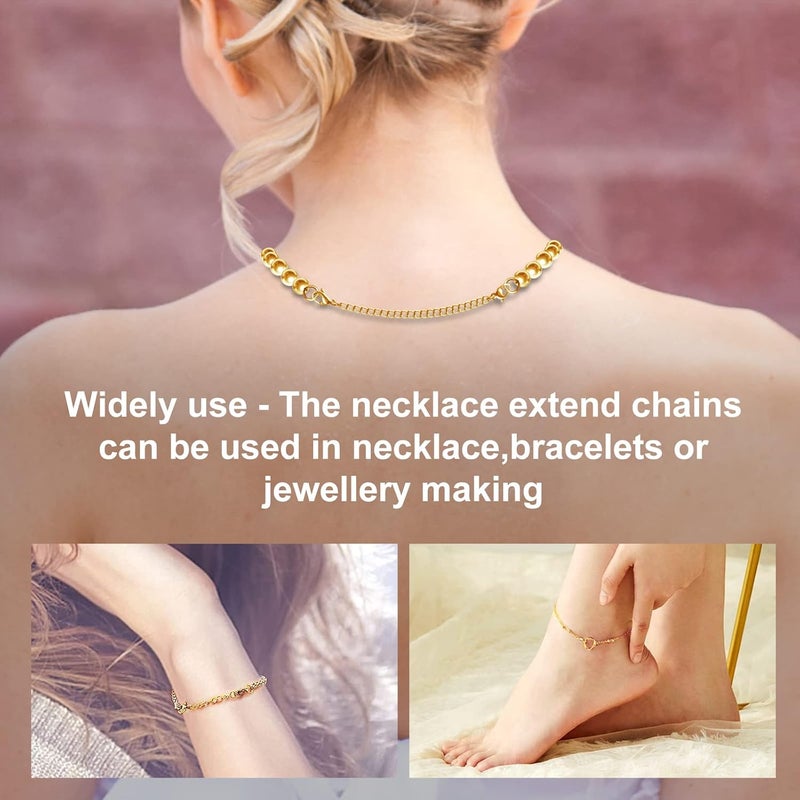 MENKEY Necklace Extenders, 10Pcs Stainless Steel Gold Necklace Bracelet Anklet Extension Chains with Lobster Clasps and Closures for Jewelry Making - Image 5