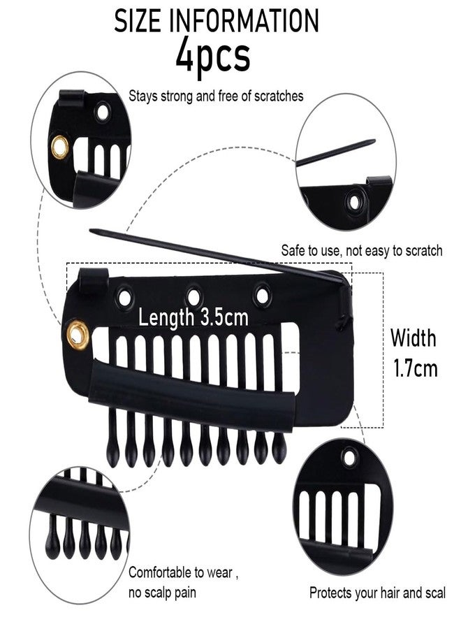VAMA FASHIONS 4 Pcs Black Stainless steel Chunni Clips Safety Pins Chunni Strong Grip Dupatta Setting Bridal Saree Pallu For Women & Girls - Image 3