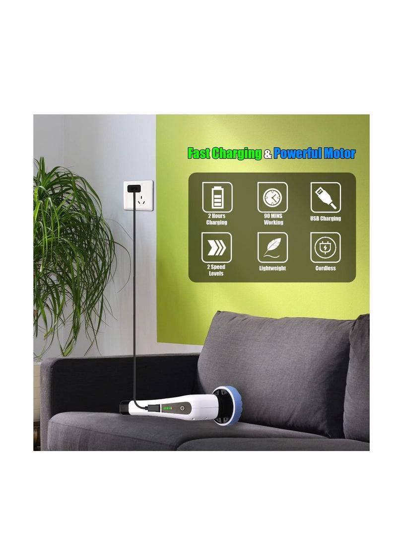 Zikra Electric Spin Scrubber, Rechargeable Cordless Spin Cleaning Brush, Electric Spin Brush with 8 Replacement Brush Heads, Powerful Bathroom Scrubber, with Adjustable Handle for Bathroom and Shower - Image 3