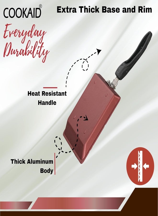 Cookaid Neo Glide Series Non Stick PTFE Tosty 13 cm| Aluminium Body| ISI Certified | Metallic Cherry - Image 3