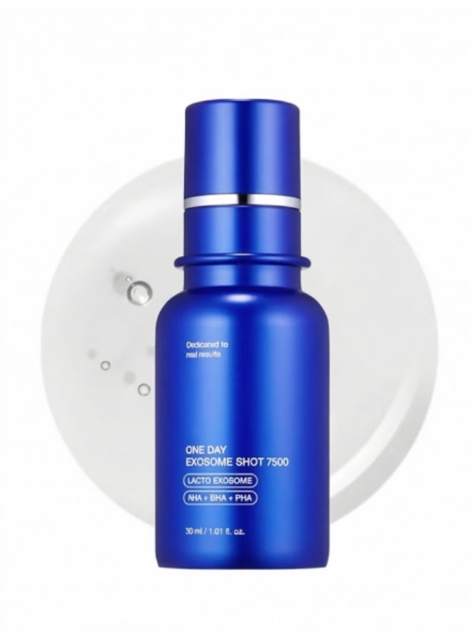 One Day Exosome Shot 7500 – Lacto Exosome + AHA + BHA + PHA Facial Serum for Pore Refinement & Skin Renewal (30ml) - Image 1