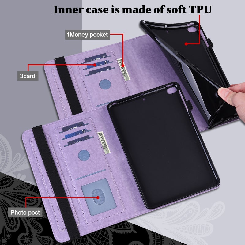 erorex For Nokia T20 10.4 2021 Lace Flower Embossing Pattern Leather Tablet Case(Purple) - Image 4