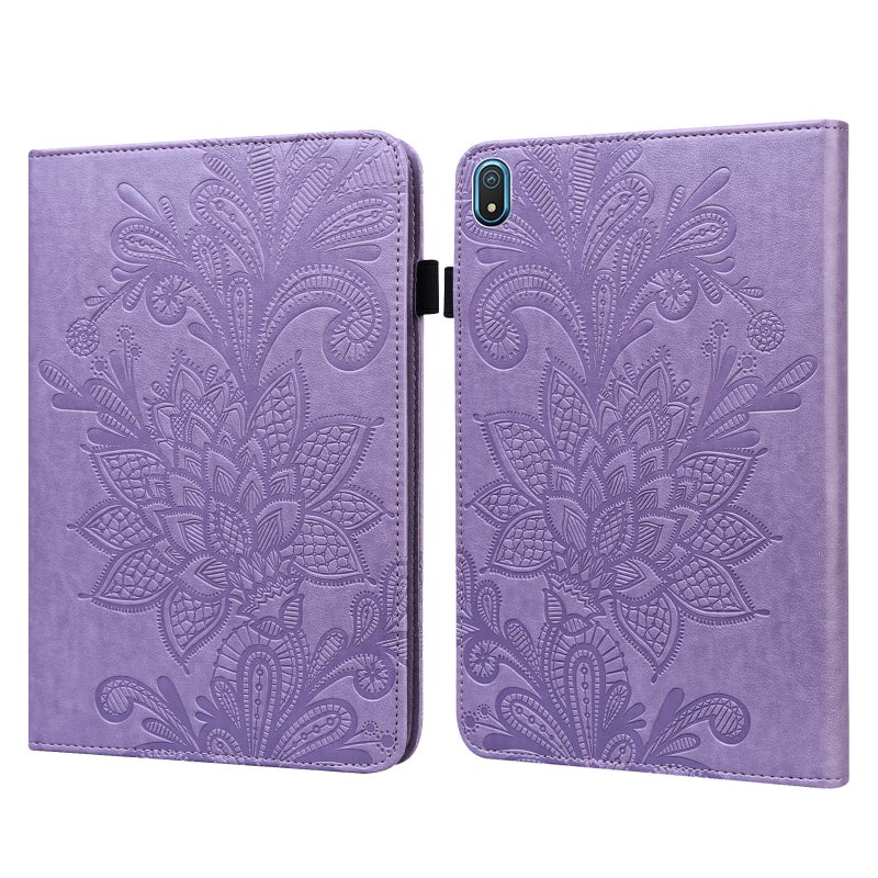 erorex For Nokia T20 10.4 2021 Lace Flower Embossing Pattern Leather Tablet Case(Purple) - Image 1