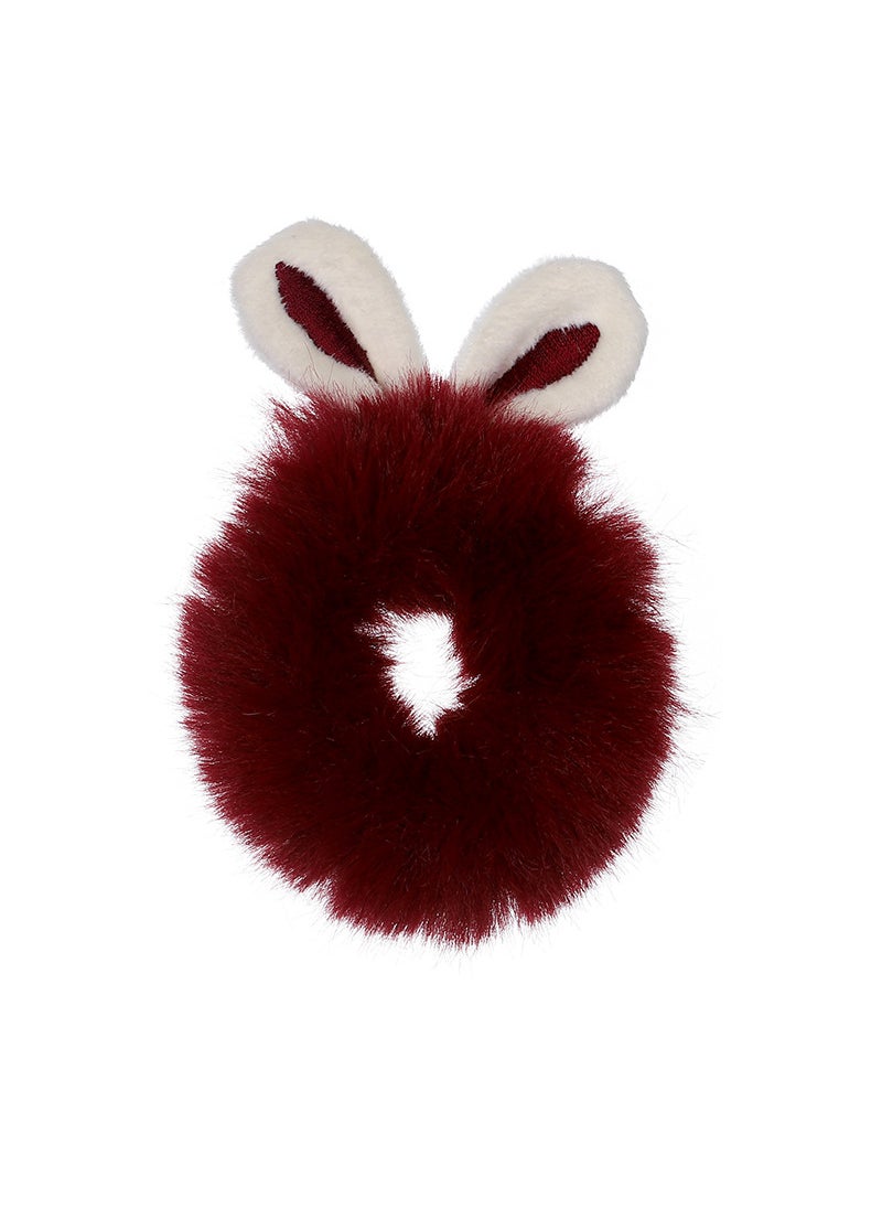Generic Cute Bunny Ears Scrunchies 6# wine red rabbit ears 