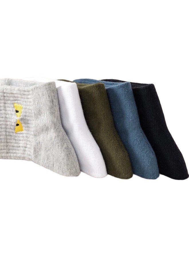 MIIOW 5-Pair Pack Men'S Socks, Summer Mid-Calf Socks, Sweat-Absorbing, Antibacterial, Trendy Socks, Cotton Socks, Little Devil - Image 3