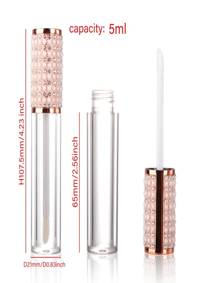 COSIDEA 15pcs Round Empty 5ml 0.17oz Rose Gold lip gloss tubes with wand pearl Lipgloss tube containers for lip oil packing - Image 2