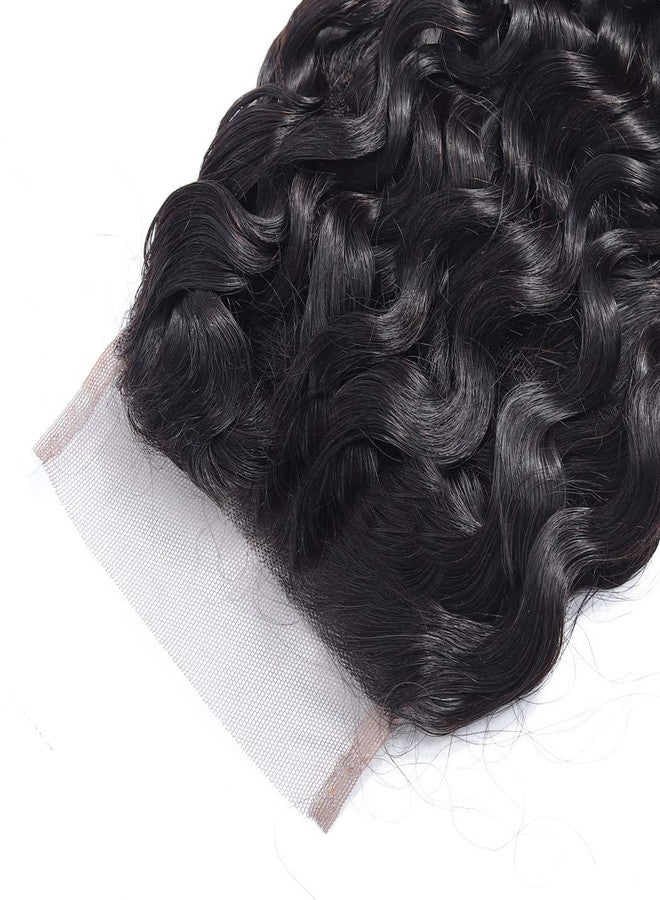 Odir Water Wave 4x4 Lace Closure 16 Inch Brazilian Human Hair 150% Density 9A 100% Unprocessed Wet and Wavy Hand Tied Swiss Lace Closure No Bleached Knots Lace Frontal Closure Curly Hair Natural Color - Image 4
