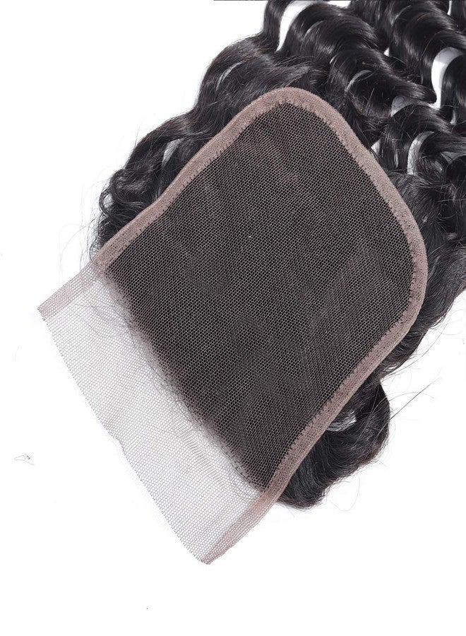 Odir Water Wave 4x4 Lace Closure 16 Inch Brazilian Human Hair 150% Density 9A 100% Unprocessed Wet and Wavy Hand Tied Swiss Lace Closure No Bleached Knots Lace Frontal Closure Curly Hair Natural Color - Image 5
