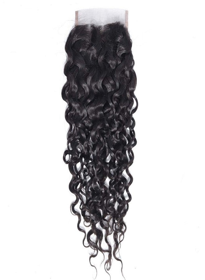 Odir Water Wave 4x4 Lace Closure 16 Inch Brazilian Human Hair 150% Density 9A 100% Unprocessed Wet and Wavy Hand Tied Swiss Lace Closure No Bleached Knots Lace Frontal Closure Curly Hair Natural Color - Image 2