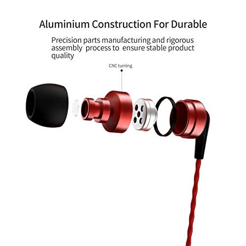 SoundMAGIC E80 Wired Earbuds No Microphone HiFi Stereo Audiophile Earphones Noise Isolating in Ear Headphones Comfortable Fit Super Bass Black Red - Image 4