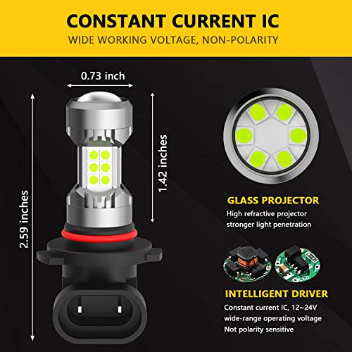 PHINLION H10 LED Fog Light Bulbs, 3200 Lumens Ice Blue, Super Bright PY20D 9145 Fog Lights Bulb Replacement for Cars Trucks SUVs, Pack of 2 - Image 4