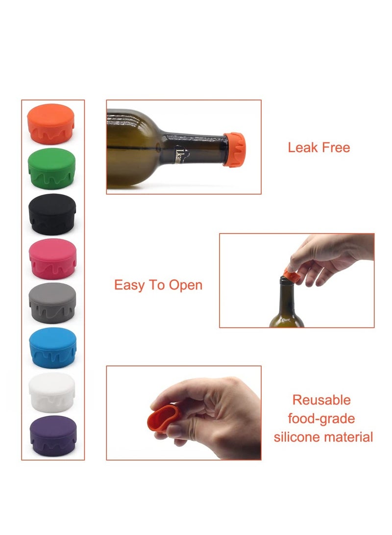 إكسفور Wine Stoppers, 16Pcs Reusable Silicone Wine Corks, Silicone Wine Bottle Stopper, Glass Corks Beverages Beer Champagne Bottles For Corks To Keep Wine Fresh - Image 2