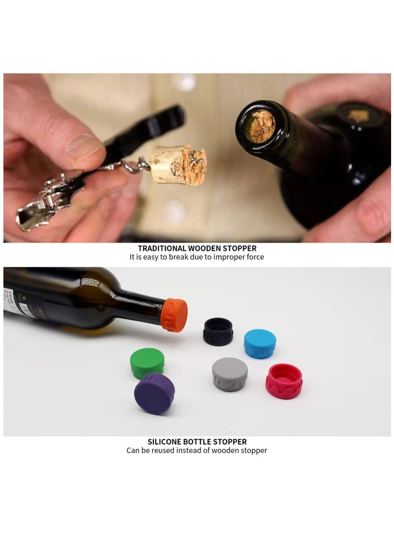 إكسفور Wine Stoppers, 16Pcs Reusable Silicone Wine Corks, Silicone Wine Bottle Stopper, Glass Corks Beverages Beer Champagne Bottles For Corks To Keep Wine Fresh - Image 5