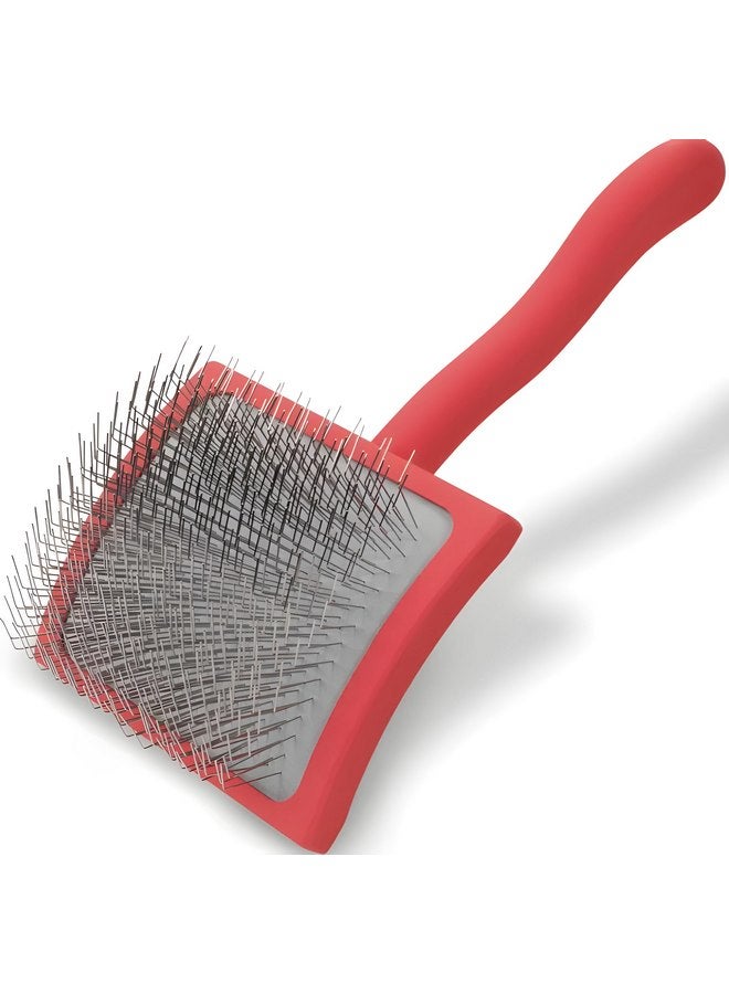 فرشاة Big G Dog Slicker للعناية الاحترافية - زغب وفك تشابك وتصفيف Goldendoodles وLabradoodles وPoodles والكلاب ذات الشعر الطويل - فرشاة كبيرة منحنية باللون المرجاني، توفر الوقت والطاقة - Image 1