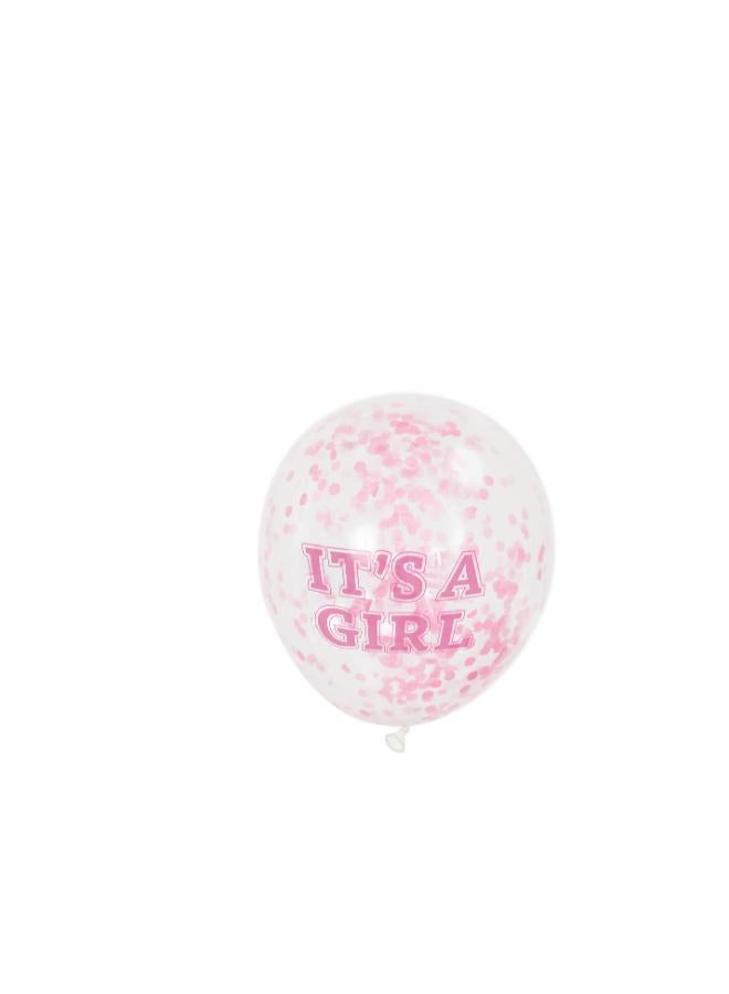 Unique 6 Pack 12" It'S A Girl Pink Confetti Balloons - Image 2