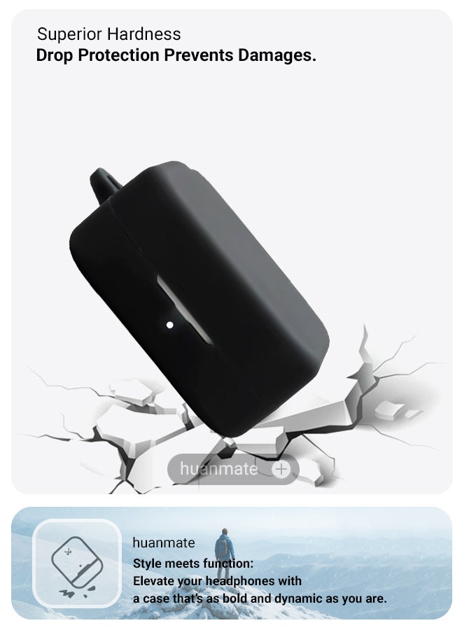 huanmate Nothing CMF Buds 2A Silicone Case Cover - Black - Made with Soft Silicone, Lightweight & Durable - Stylish Design, Accurate Cut-outs, Easy Installation & Removal - Image 4