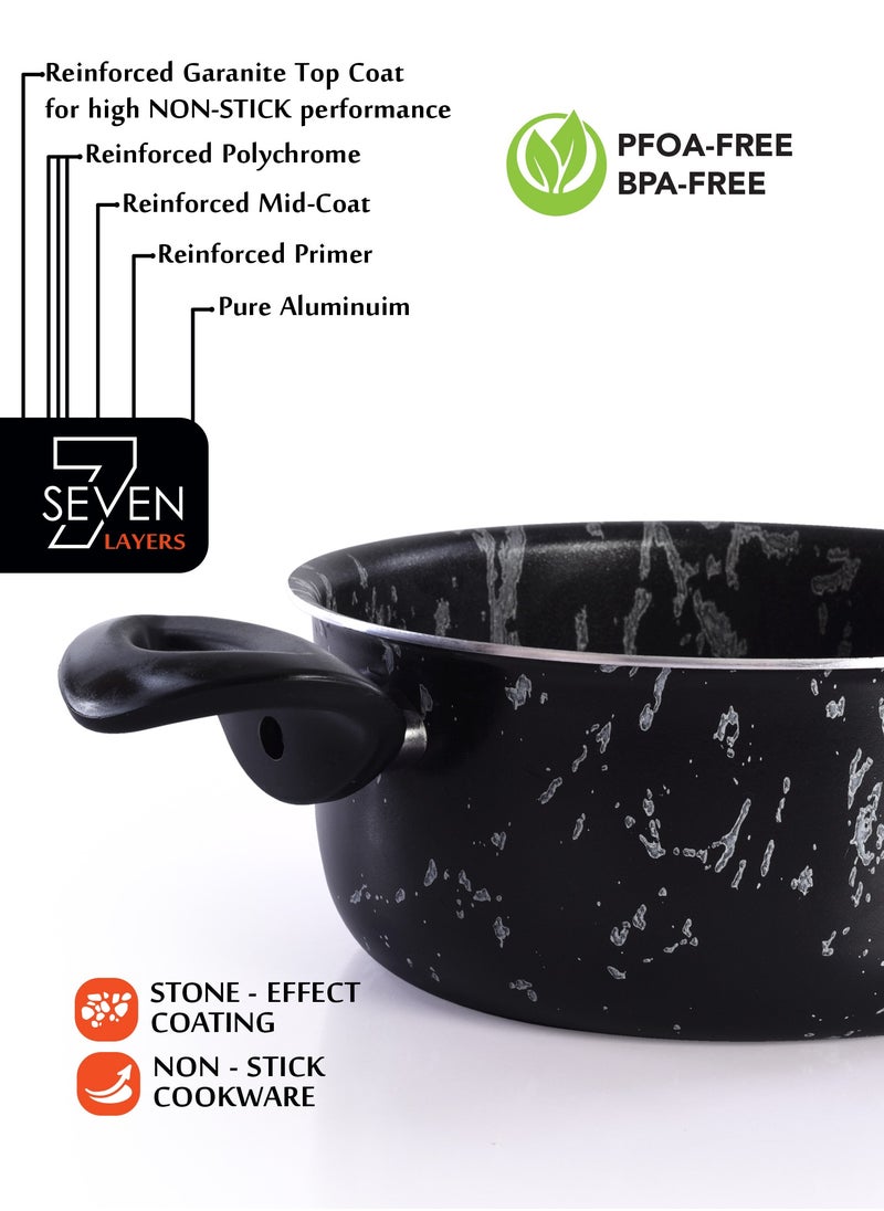 7 Piece Non-Stick Cookware Set Aluminum Pots And Pans Non-Stick Surface Bakelite Handle Stainless Steel Lids PFOA Free Black Marble 16+20+26+20 cm - pzsku/ZBCD2CC576D9EB0FAEFDFZ/45/_/1738655346/c36fa64e-4b33-4e99-b392-b1531d06358d