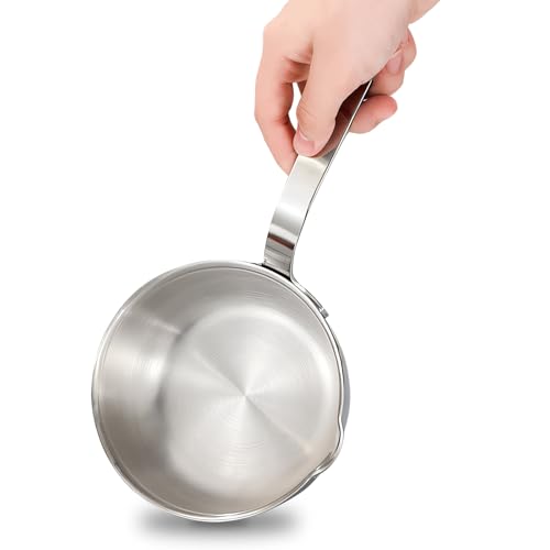 Kloahmo 18/10stainless steel butter warmer, 13.5 fl oz(400 ml) coffee/milk warmer, mini saucepan, egg pan, chocolate melter,ideal for seafood butter warmers suitable for induction and gas stoves - Image 1