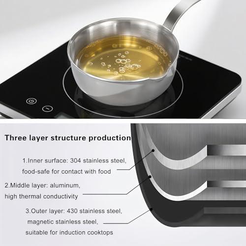 Kloahmo 18/10stainless steel butter warmer, 13.5 fl oz(400 ml) coffee/milk warmer, mini saucepan, egg pan, chocolate melter,ideal for seafood butter warmers suitable for induction and gas stoves - Image 4