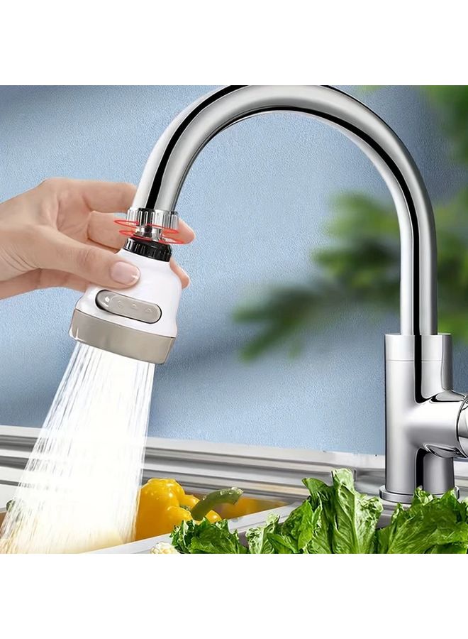 360 Degree Rotatable Kitchen Faucet Aerator Milky White 3 Mode Adjustable Spray Water Saving Tap Head - Image 2