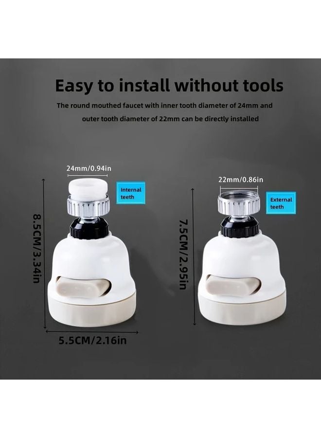 360 Degree Rotatable Kitchen Faucet Aerator Milky White 3 Mode Adjustable Spray Water Saving Tap Head - Image 4