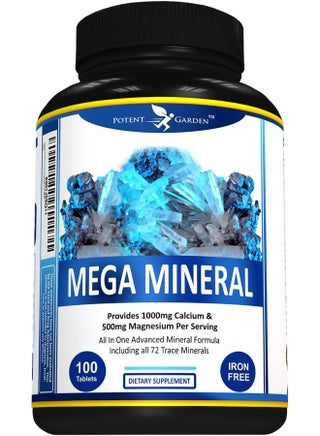 Mega Mineral Supplement Complete Mineral Complex With Calcium Magnesium Zinc Potassium Boron Selenium Chromium & 72 Trace Minerals Iron Free Calcium Supplement -100 Pills - pzsku/ZBCD2DE8943FA608297AAZ/45/_/1725942903/47a58bd2-e9f1-406d-8fde-5a33280aaaea