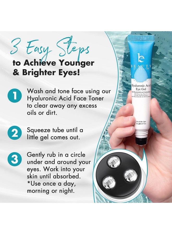 Beauty by Earth Hyaluronic Acid Eye Gel Under Eye Serum Anti Aging Wrinkles, Under Eye Wrinkle Repair, Eye Moisturizer, Eye Gel For Puffiness, Dark Circles Eye Treatment Products, Eye Cream Wrinkle Serum  - Image 5
