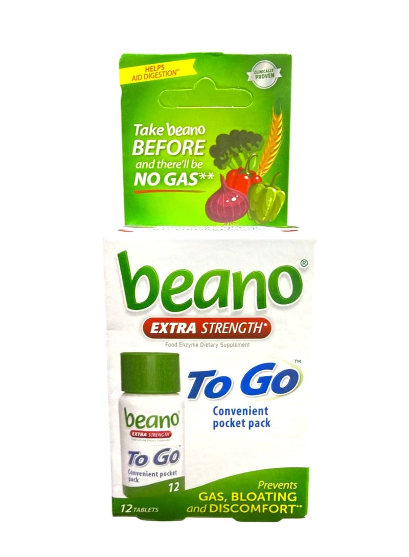 Beano To Go Gas Prevention Bloating Relief Tablets 12 Count (Pack of 1) Multi - Image 1