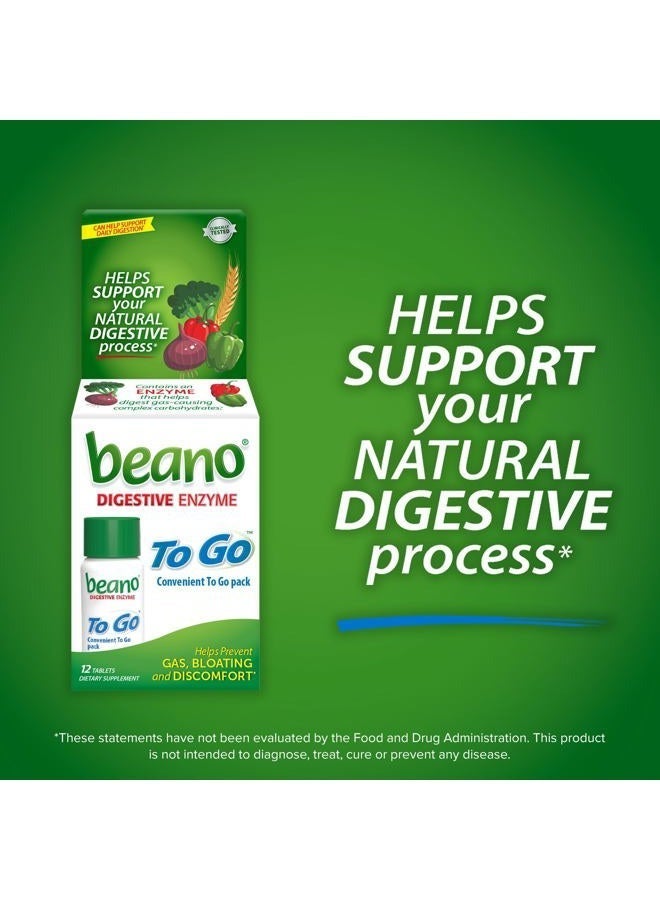 Beano To Go Gas Prevention Bloating Relief Tablets 12 Count (Pack of 1) Multi - Image 4