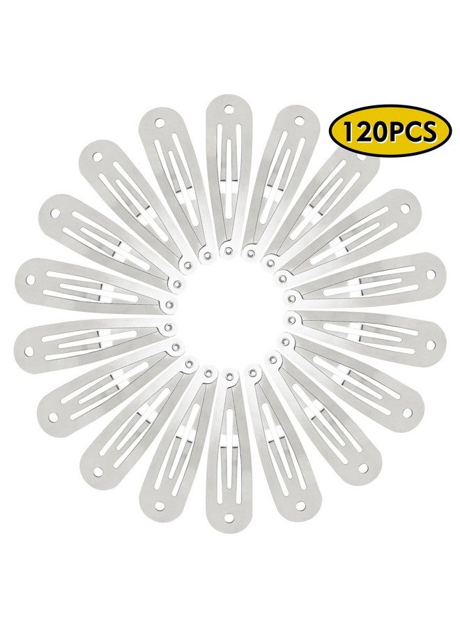 Cinaci 120 Pack Bulk Solid Plain Blank Diy Craft 5Cm/2 Silver Metal Snap Hair Clips With Hole Hair Barrettes For Women Girls Baby Toddlers Kids Teens Hair Accessories - Image 2