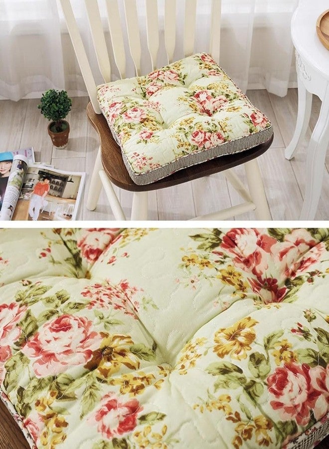 Huierxun Boho Cotton Quilted Chair Cushion for Dining Chairs Non Slip Soft Comfortable Chair Pads with Ties Patchwork Printed Seat Cushion for Kitchen Chairs Office Chairs (Pattern F,16"x16") - Image 2