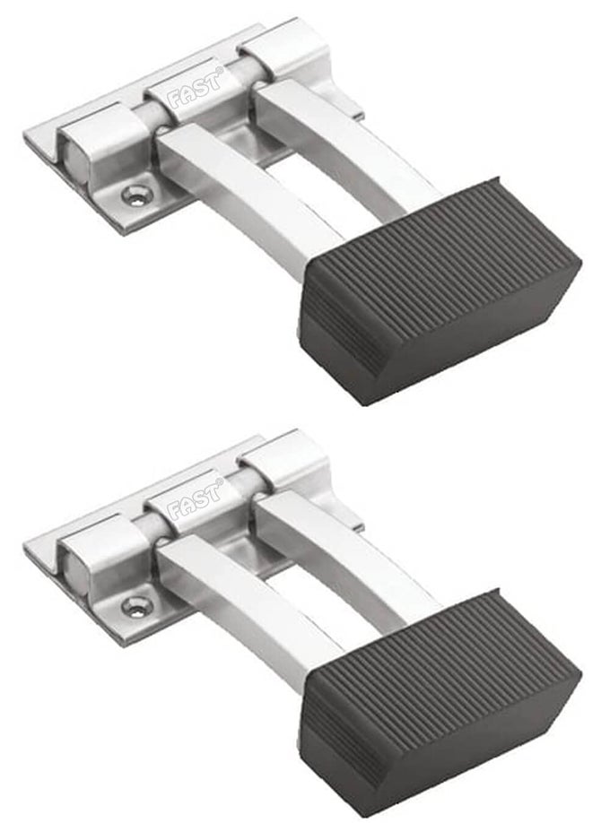 DSS02 SS STAINLESS STEEL 4 INCH HEAVY SQUARE DOOR STOPPER TO STOP DOOR FOR HOME AND OFFICE 2PCS