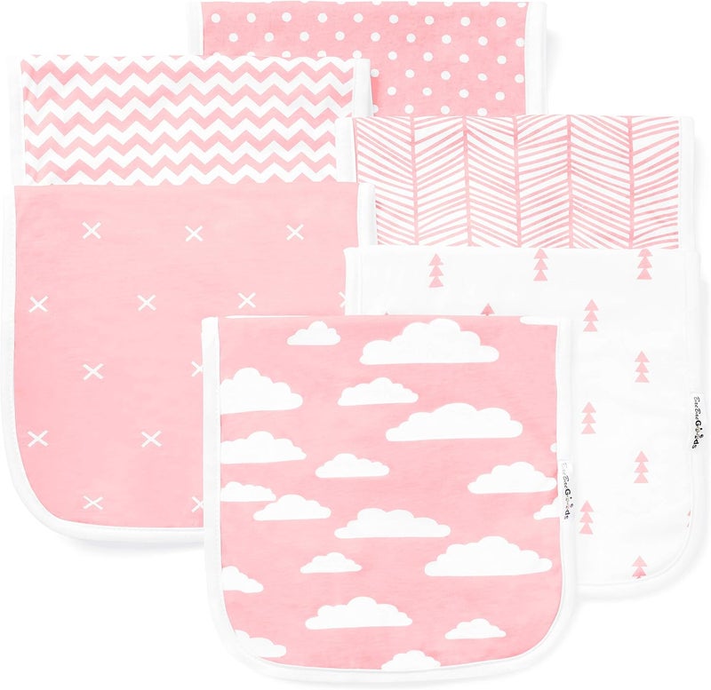 BaeBae Goods Burp Cloths for Baby Girl  Ultra Absorbent Burping Rags  Anti Shrink Unisex Burpy Clothes  Super Soft Jersey Cotton Large 21x10  Thick for Newborn Cloth Diapers  6 Pack - Image 1