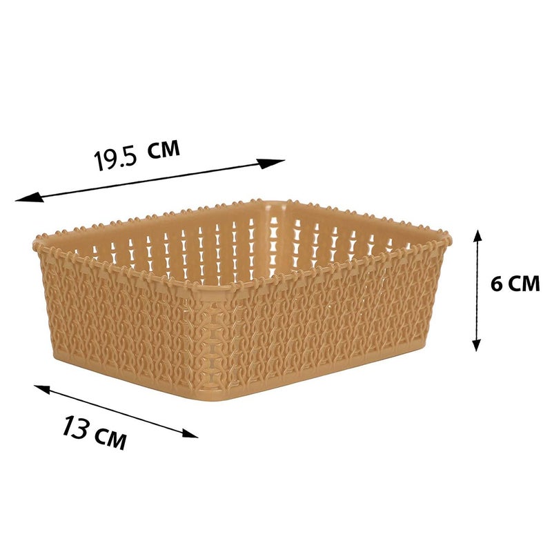 Cutting EDGE Plastic Multipurpose Sturdy Storage Baskets For Cosmetics Office Fruit Vegetable Bathroom Stationary Home Basket with Handle Beige Set of 4 Mini - Image 2