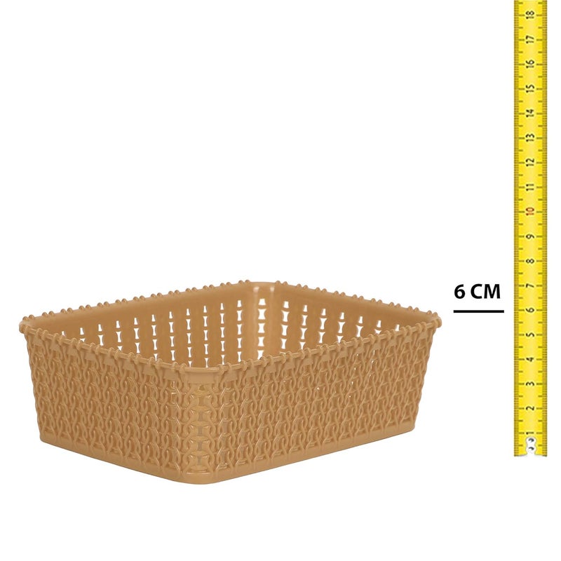 Cutting EDGE Plastic Multipurpose Sturdy Storage Baskets For Cosmetics Office Fruit Vegetable Bathroom Stationary Home Basket with Handle Beige Set of 4 Mini - Image 4