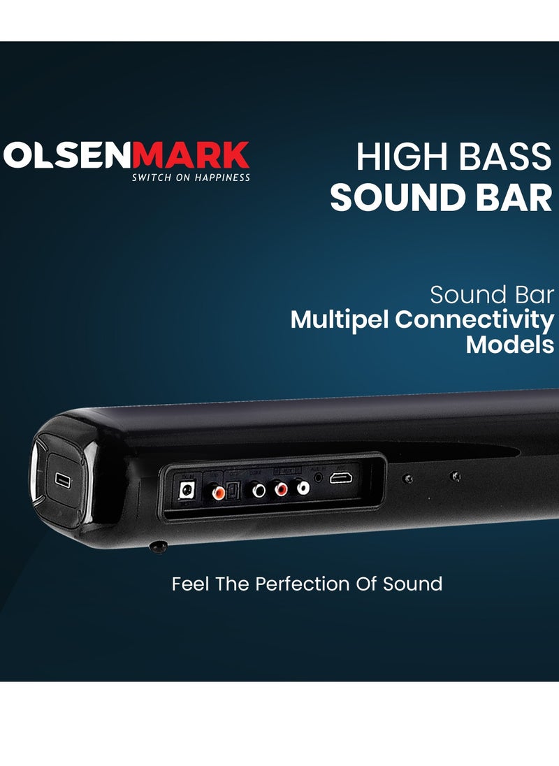 Olsenmark - OLSENMARK OMMS1286, 2.1 High Bass Sound Bar, 1400W PMPO Sound Bar, Bluetooth, USB, AUX Connection, Mini Sound, Audio System for TV Speakers, Home Theater, Gaming, Projectors - Image 1