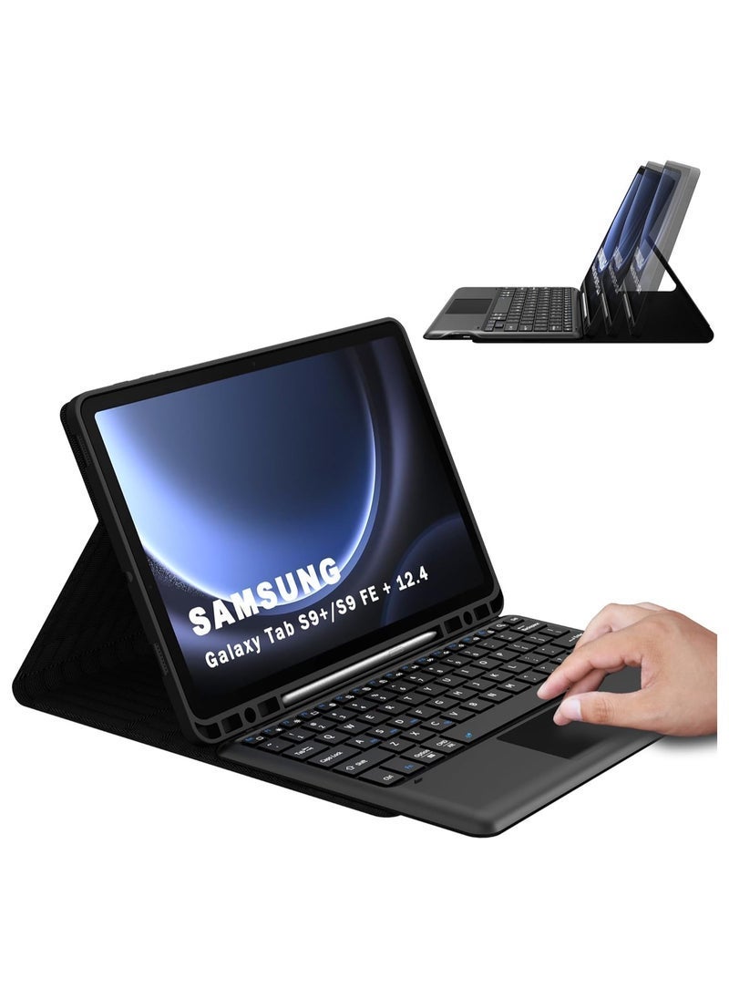 ELTRAZONE Keyboard Case for 12.4 inch Samsung Galaxy Tab S10 Plus/S9 FE Plus/S9 Plus 2023 Tablet - Multi-Touch Trackpad + S Pen Holder + Silicone Back Cover + Detachable Keyboard Folio Tablet Case - Image 1