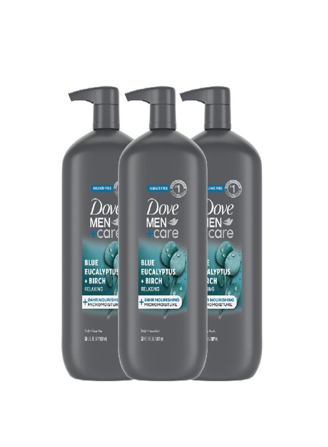 Dove Men+Care DOVE MEN + CARE Relaxing Blue Eucalyptus + Birch Body and Face Wash 3 Count with 24-Hour Nourishing Micromoisture Technology Body Wash for Men - Image 1